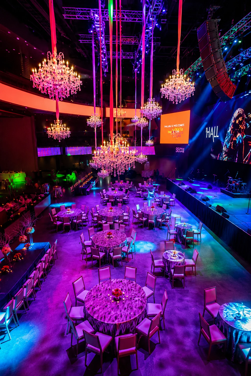 Hung chandelier over a Washington, DC ballroom event by EventPro