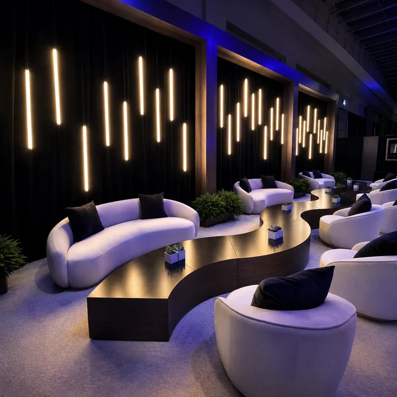 Custom decor lighting and lounge build at the Walter E. Washington Convention Center in Washington, DC by EventPro