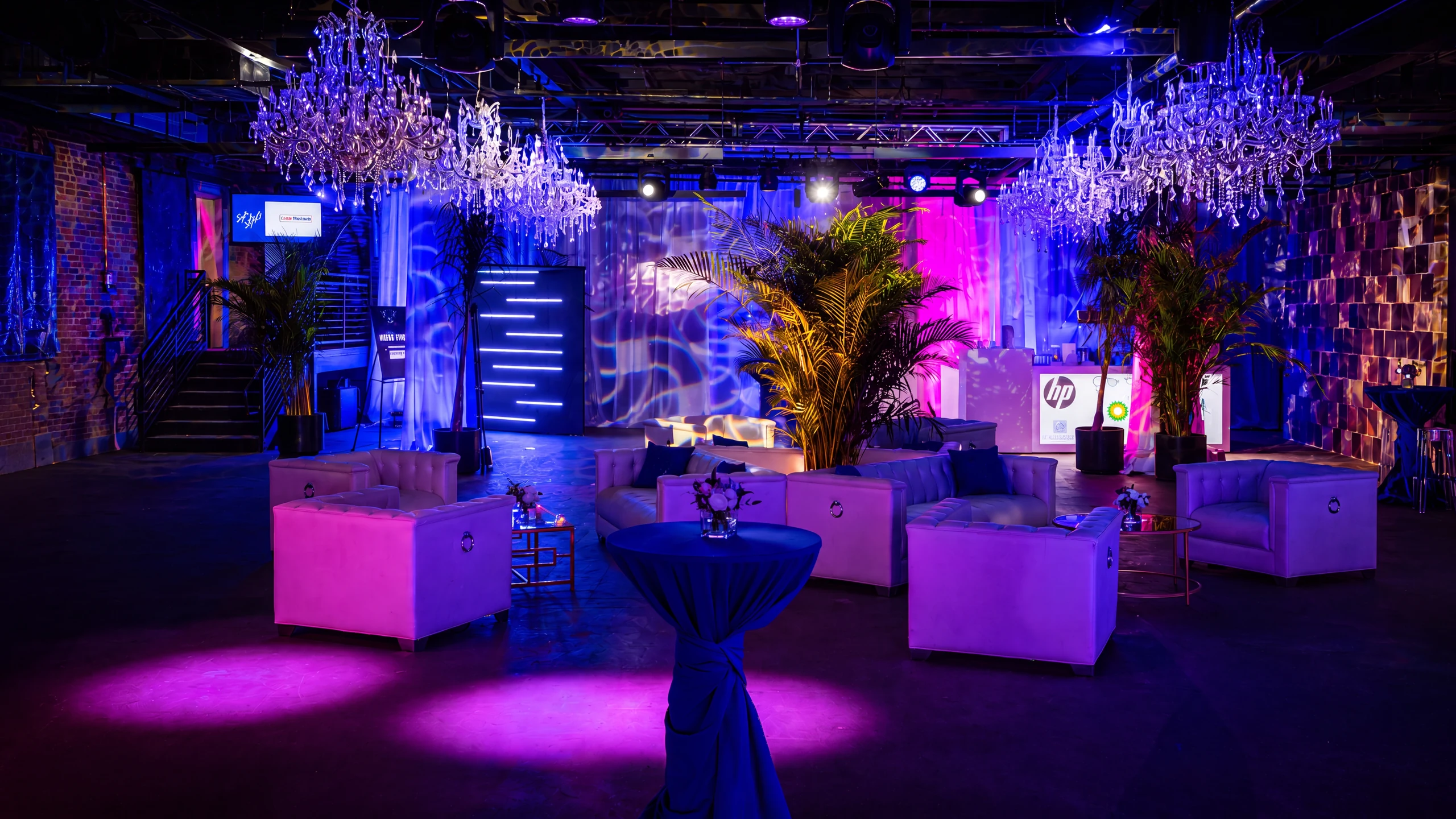 Event lighting design for a corporate gala at The Auto Shop in Washington, DC by EventPro
