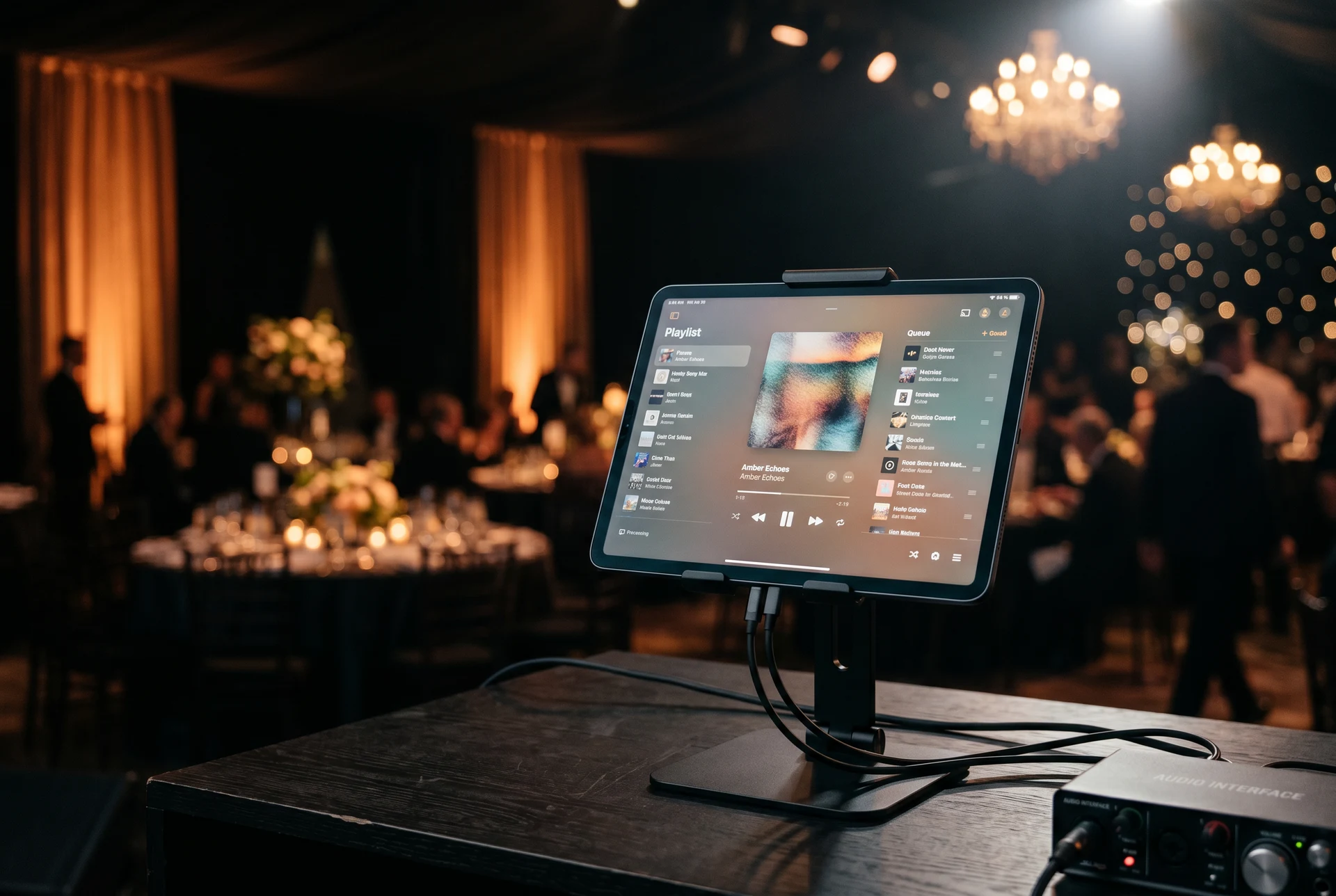 Playback and music systems at corporate event by Event Pro