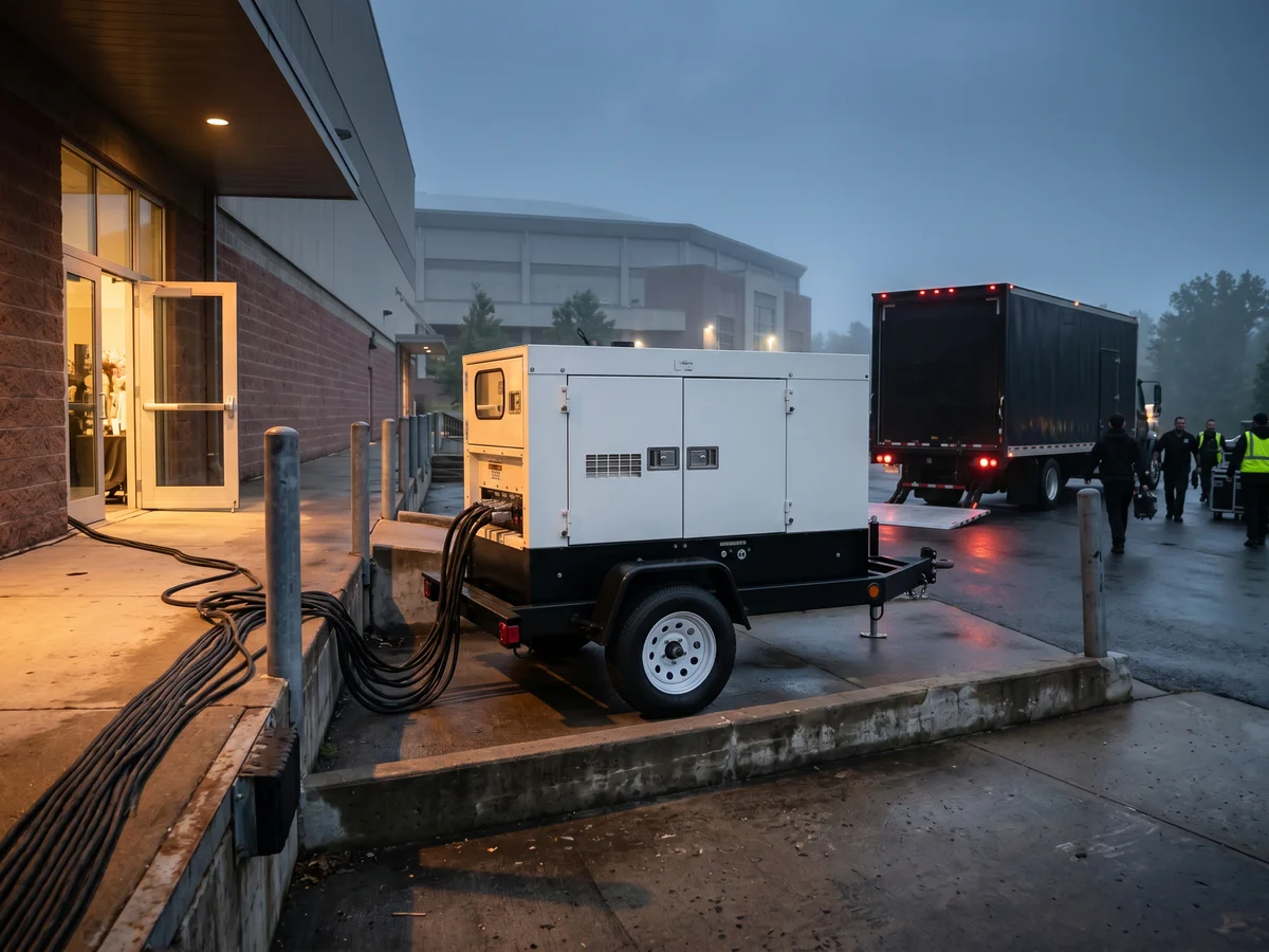 Generator providing event power at an outdoor production
