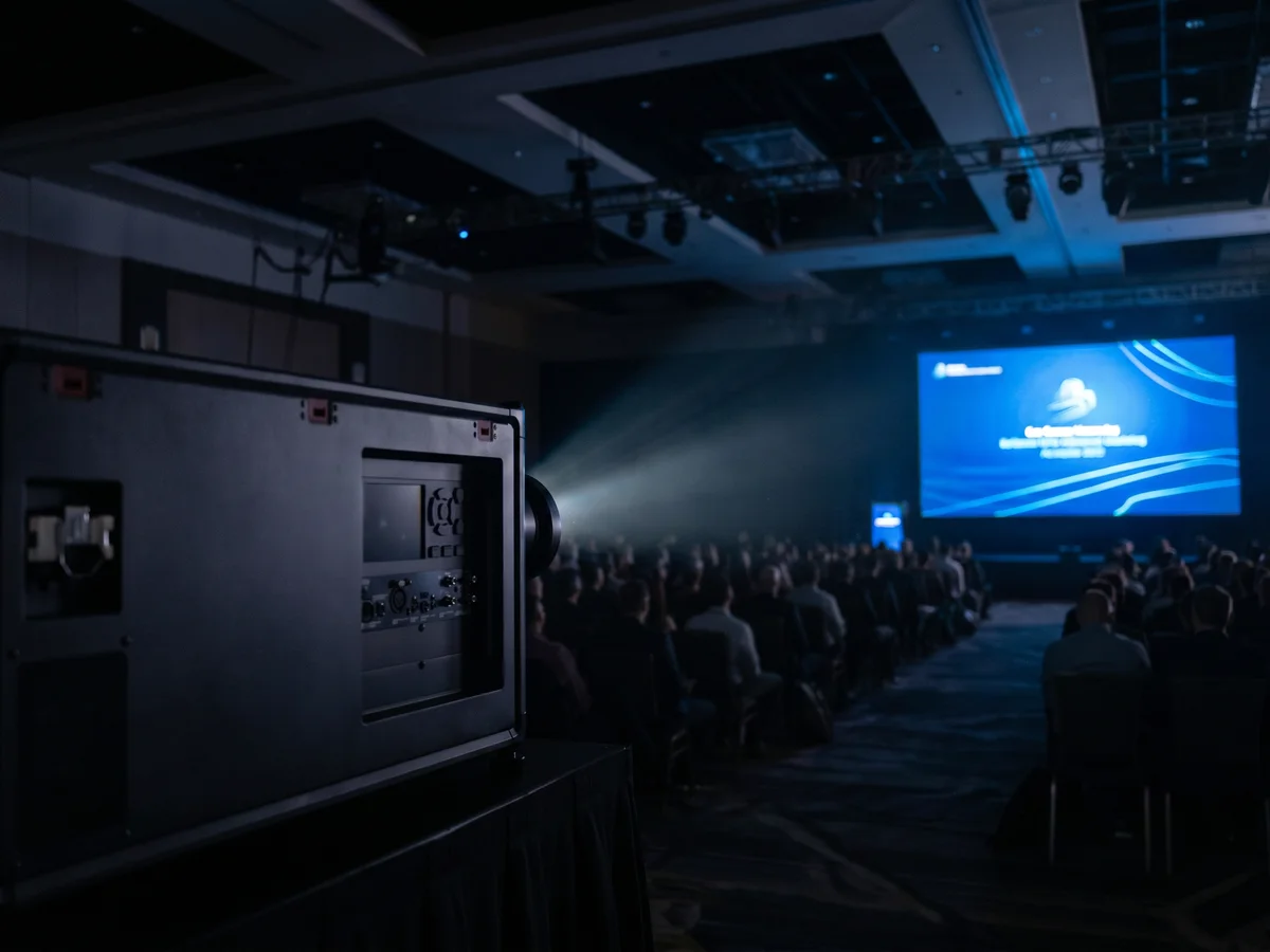 High-lumen projection system at a conference