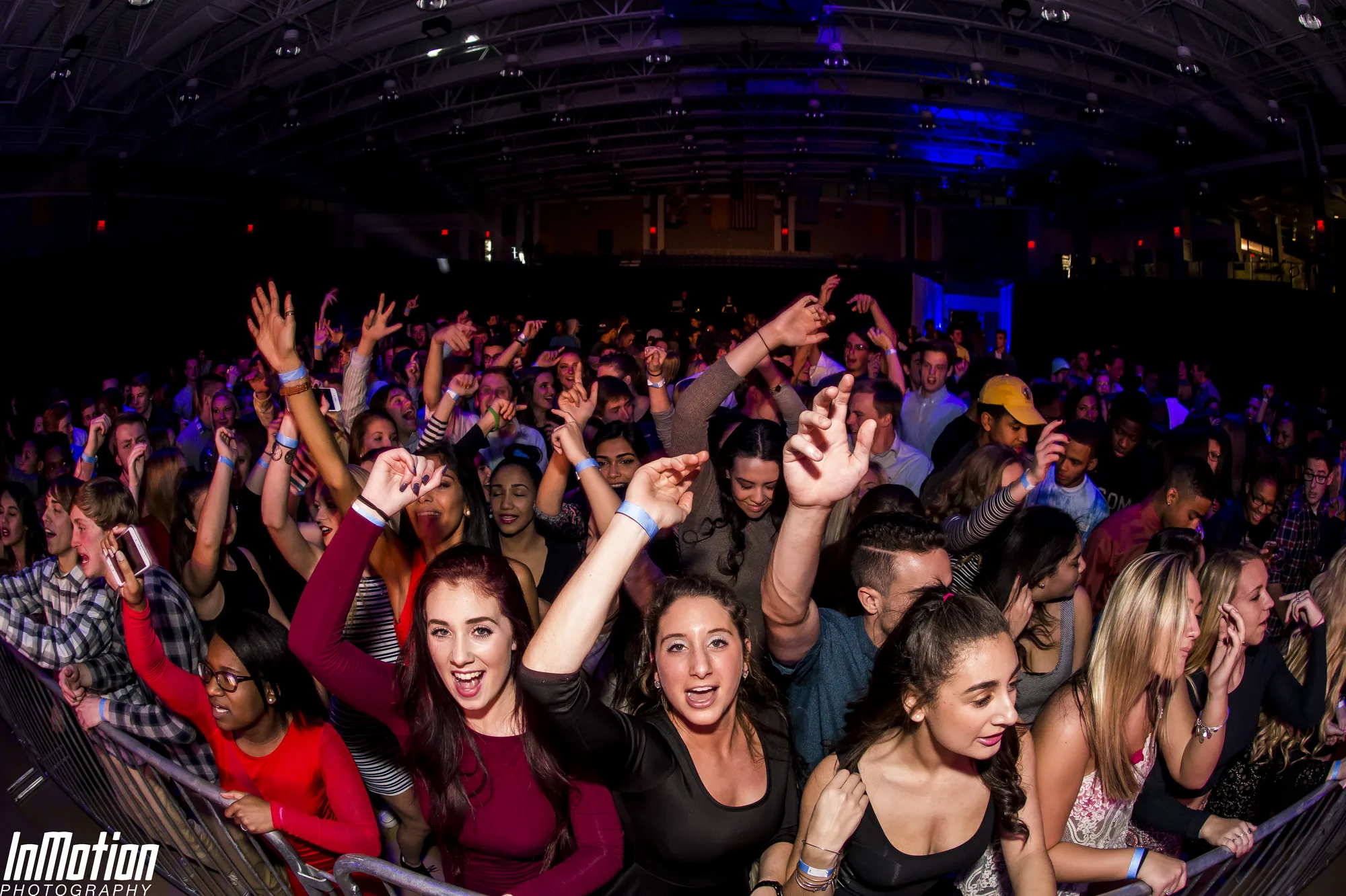 Fisheye wide crowd shot at Lights Out concert APGFCU Arena Maryland, full venue packed, EventPro concert production