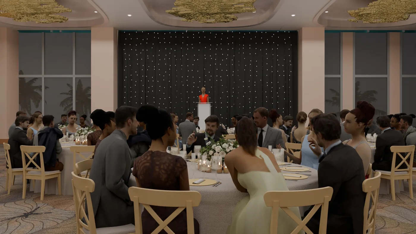 24-inch stage height sightline rendering by EventPro
