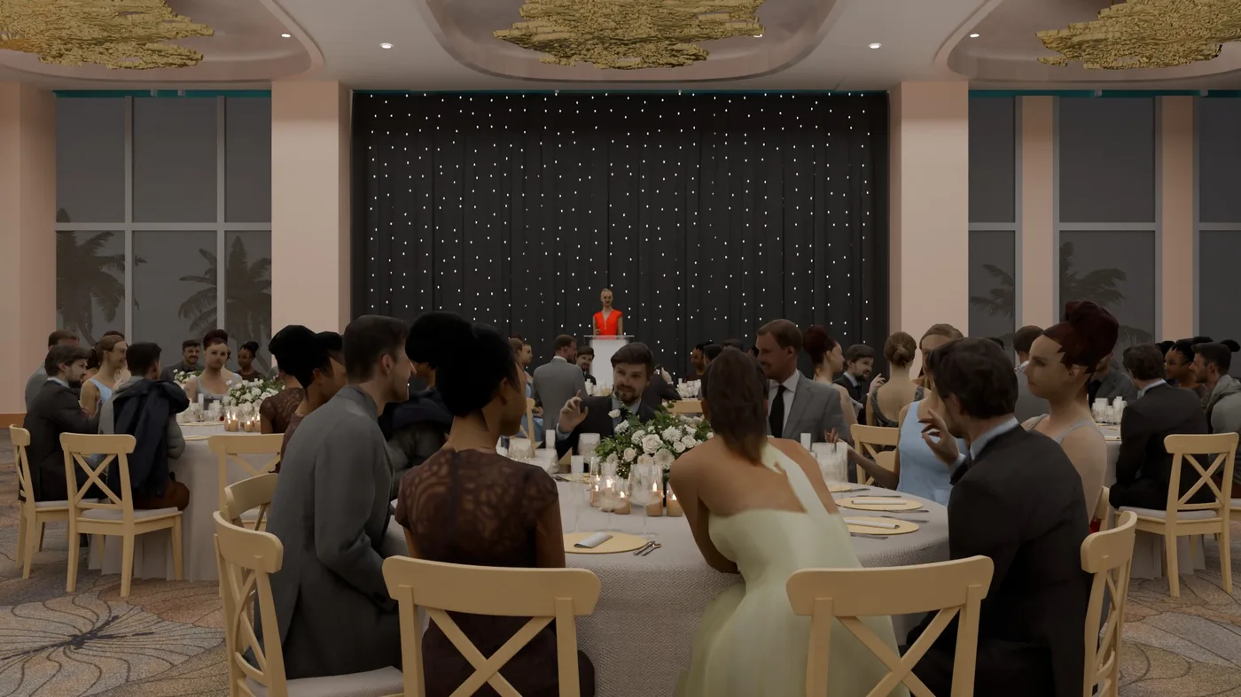 8-inch stage height sightline rendering by EventPro