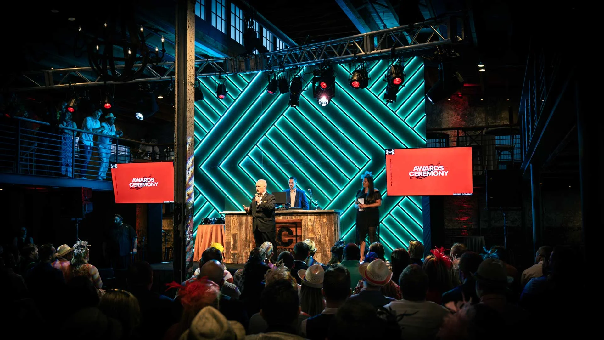 Under Armour Awards Ceremony with LED stage backdrop in warehouse venue — EventPro productions