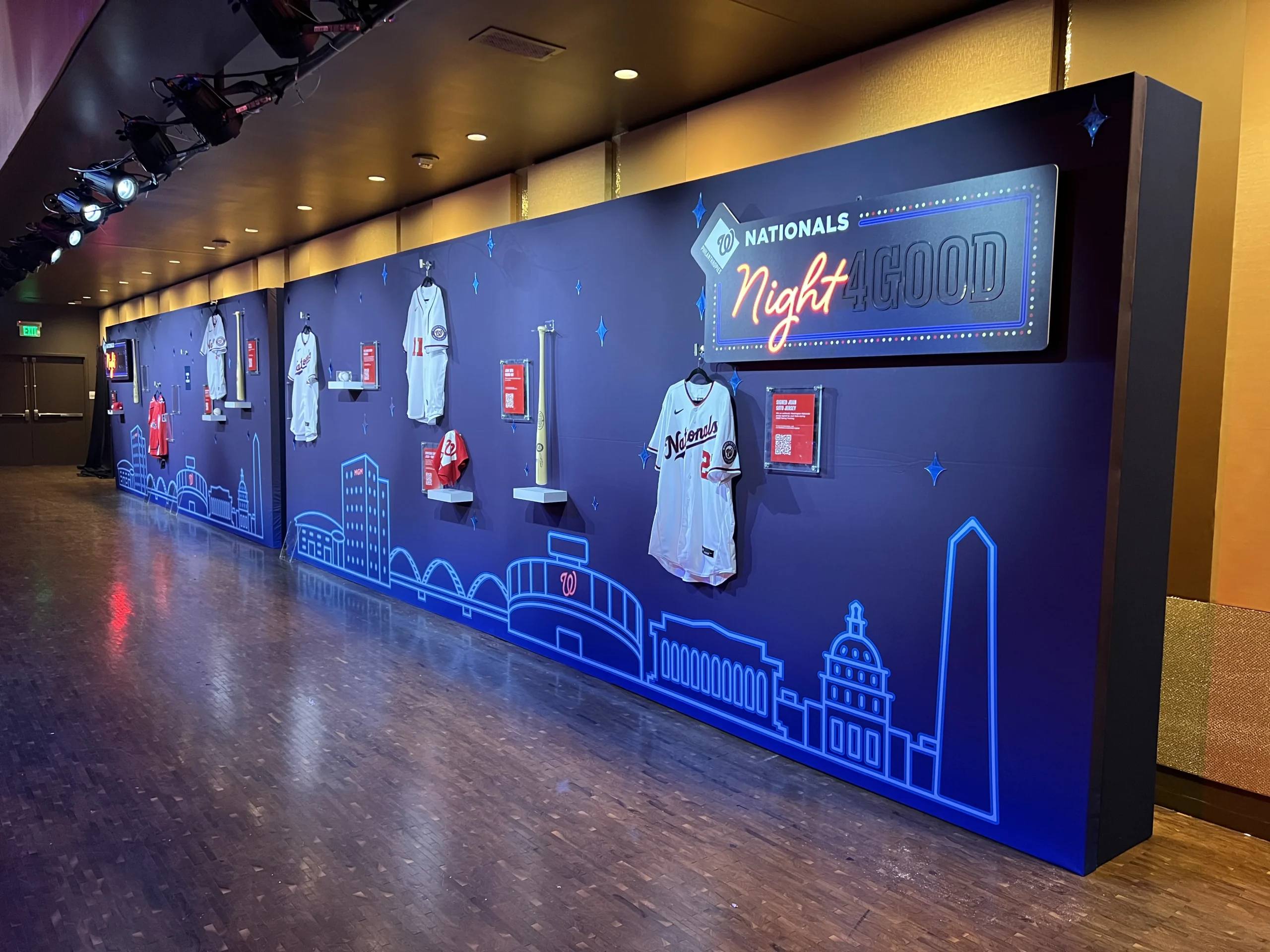 Large format printed jersey display wall at Washington Nationals Night event